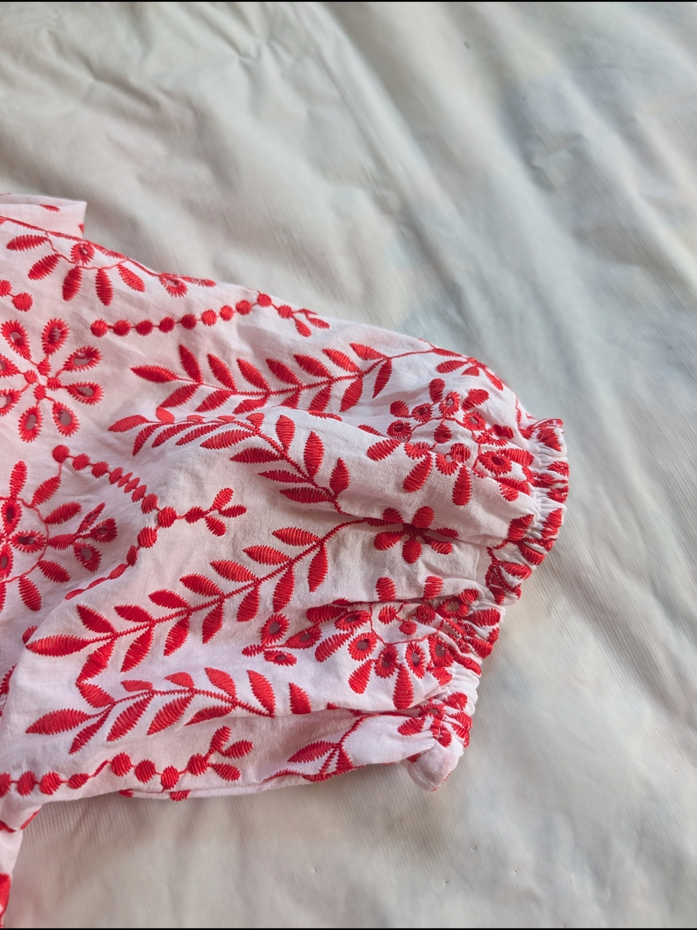 Ann Taylor Red White Floral Eyelet Dress Tie Waist Short Sleeve Dress Sz XS - Picture 7 of 12